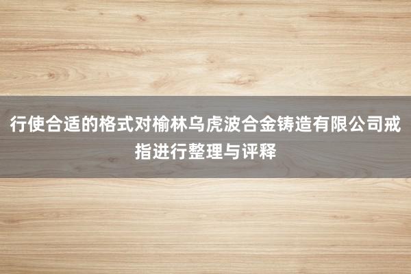 行使合适的格式对榆林乌虎波合金铸造有限公司戒指进行整理与评释