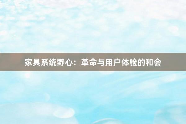 家具系统野心：革命与用户体验的和会